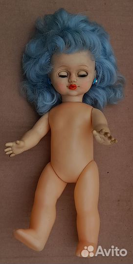 Кукла Мальвина 34 см винтаж СССР голубые волосы