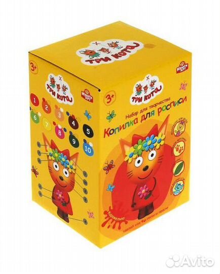 Набор д/тв-ва Три Кота копилка для росписи (краски