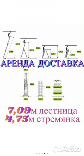 Лестница длинная 7,9 метров 3x11 аренда доставка