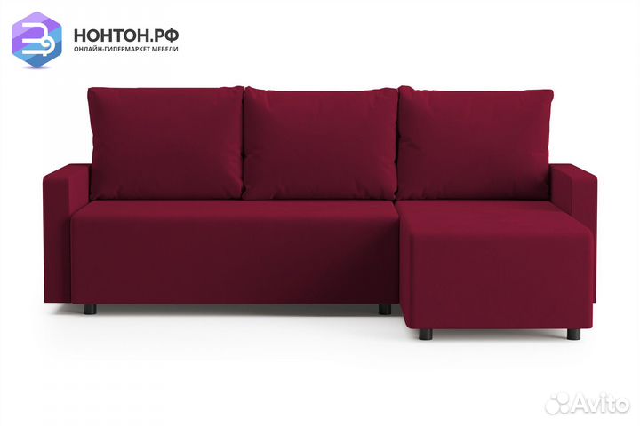Диван угловой еврокнижка Мидгард красно-фиолетовый