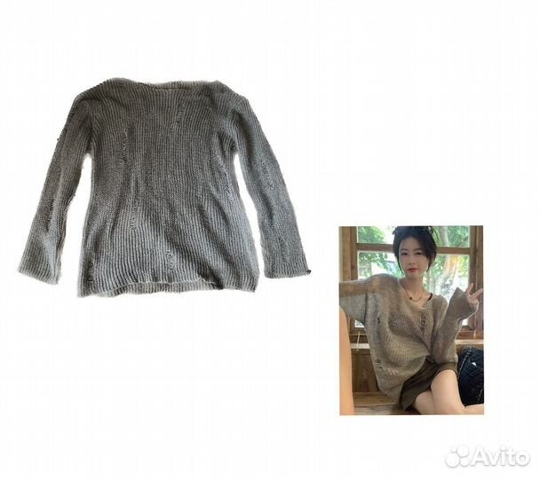 Пуловер кофта женская с потертостямм