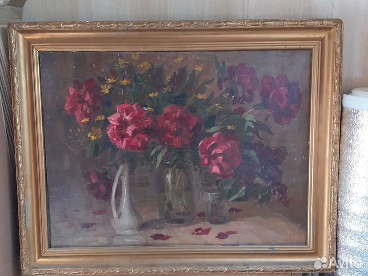 Картина 'Пионы, масло1991гхолст