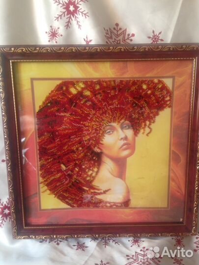 Знак зодиака огонь вышита чешский бисер имеется в