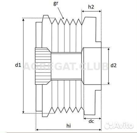 Шкив генератора обгонный krauf APB0309PN