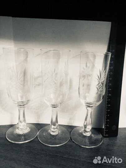 Фужеры бокалы рюмки из стекла СССР винтаж