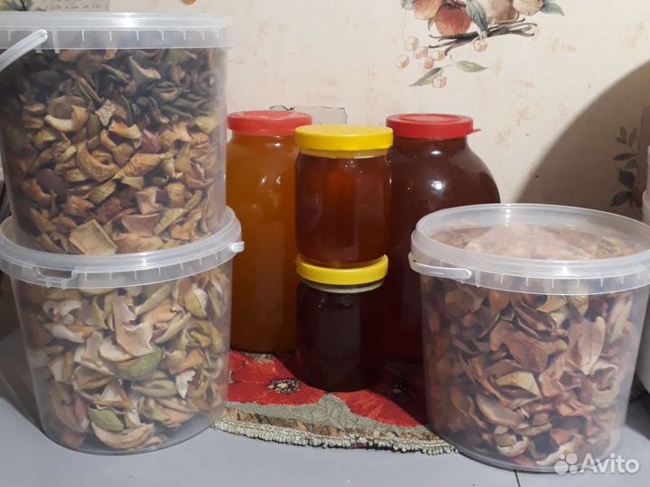 Сок, яблоки сушенные,мед