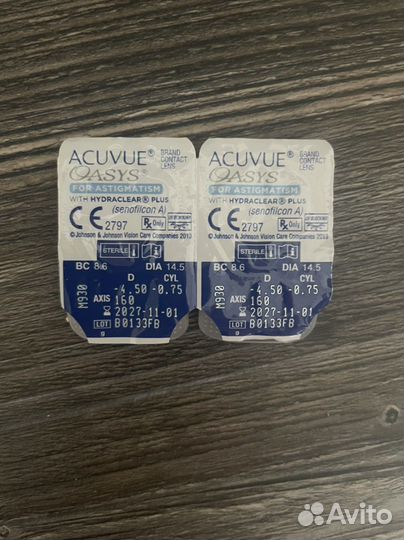 Линзы контактные acuvue oasys -4,5 астигматизм