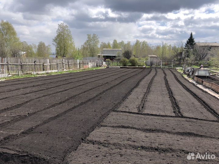 Вспашка земли минитрактором
