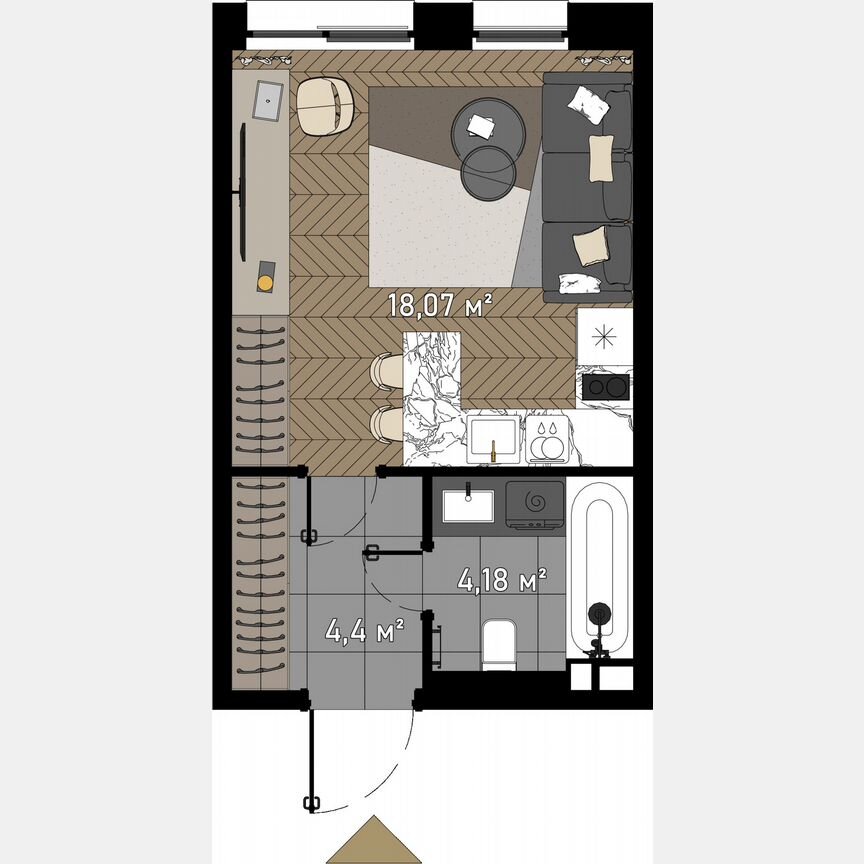 Апартаменты-студия, 27,5 м², 18/23 эт.