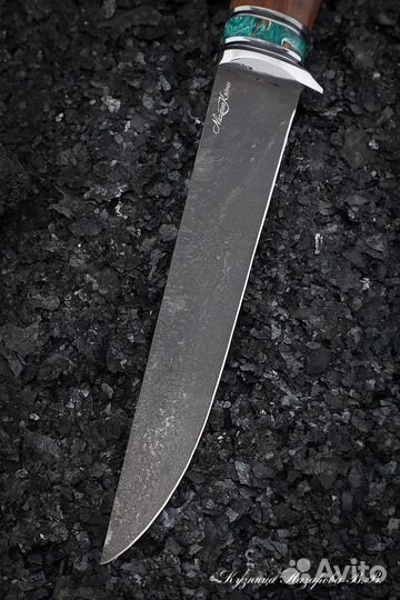 Нож филейный Касатка Х12мф палисандр акрил зеленый