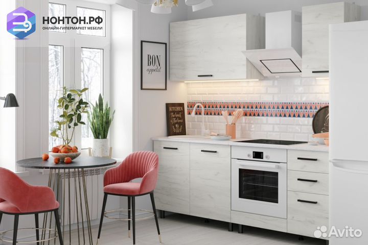 Кухня Адель 2.0м дуб крафт белый / дуб крафт белый