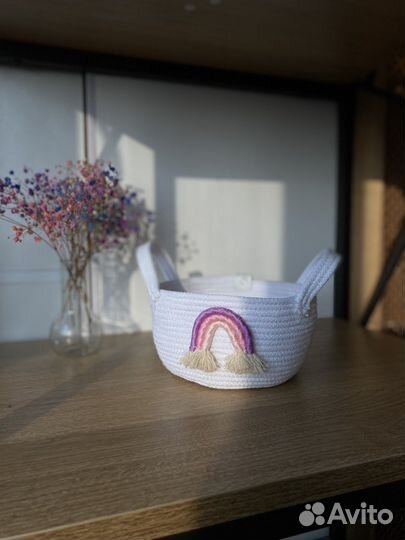 Корзина из хлопкового шнура, ручная работа