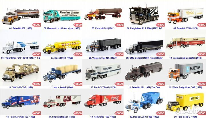 Модели Altaya American Truck с полуприцепом 1:43