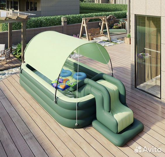 Надувной бассейн с горкой