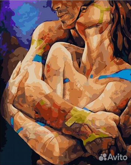 Картина по номерам 40x50 Страстные и крепкие объят