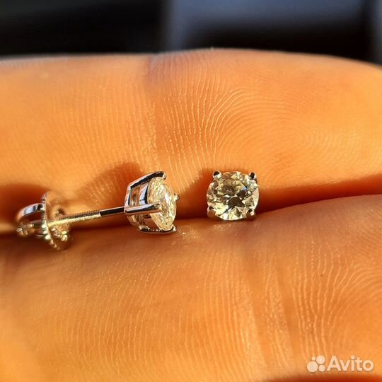 Пусеты с бриллиантами муассаниты 0.5ct x2