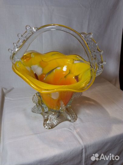 Конфетница цветное стекло СССР