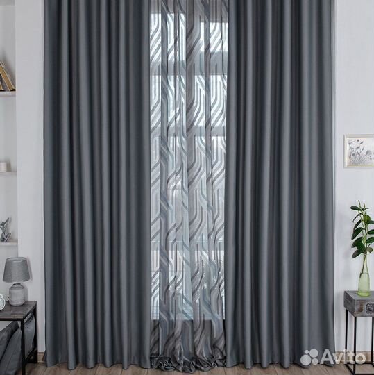 Шторы блэкаут Амадео серый новые пошив