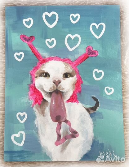 Картины с котиками на картоне