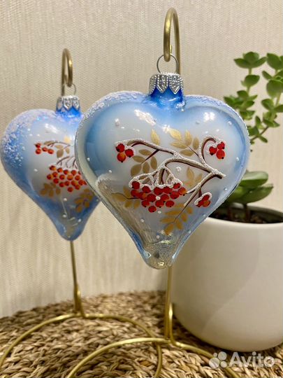 Елочная игрушка Ариель Сердечко морозная рябина
