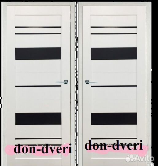 Двери межкомнатные белые счерным стеклом