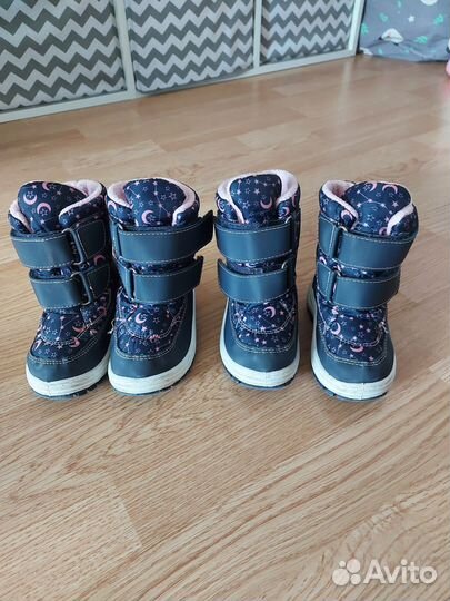 Сапоги зимние для девочек двойняшек 22, 23