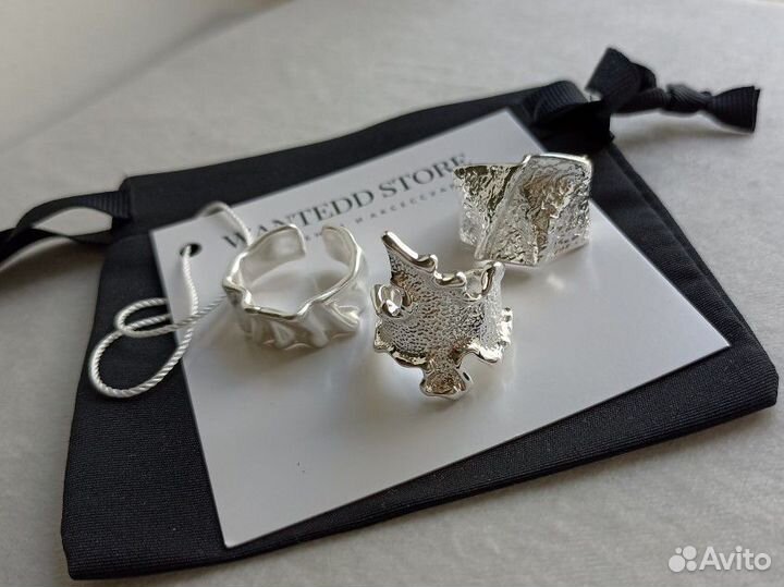 Кольцо мятое модное бижутерия