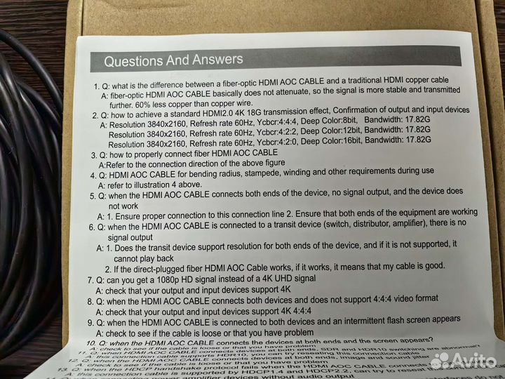 Оптический hdmi 2.0 кабель 10м