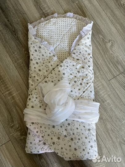 Конверт одеялко на выписку с лентой