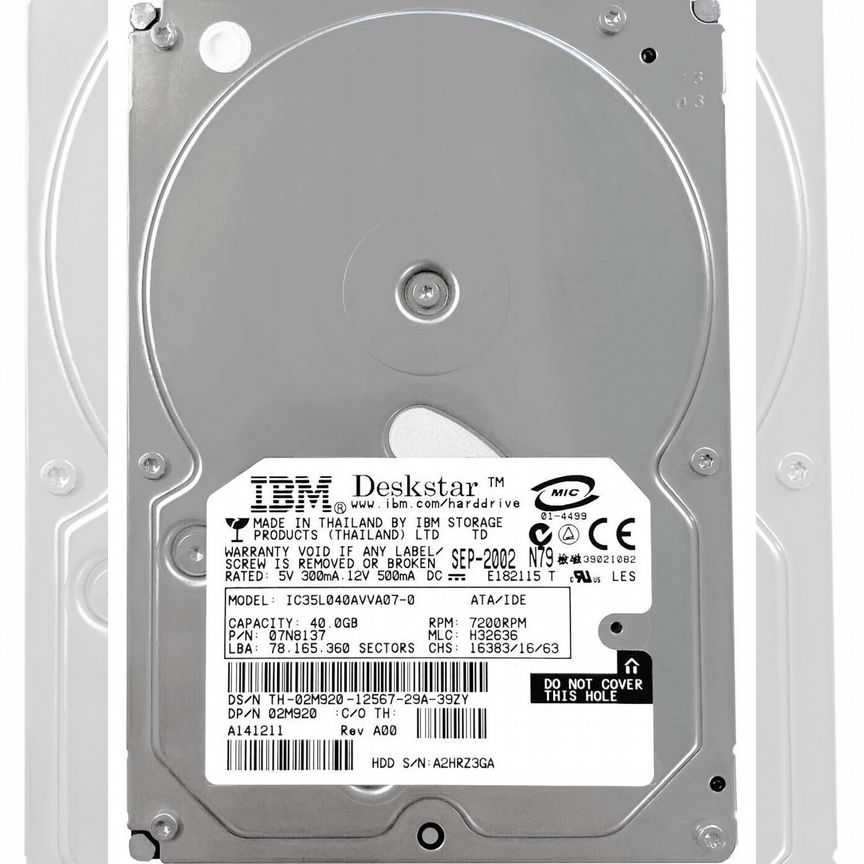 [IC35L040AVVA07-0] Жесткий Диск Dell 40gb Ide 3,5" Ic35l040avva07-0