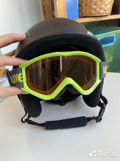 Шлем горнолыжный детский, маска горнолыжная