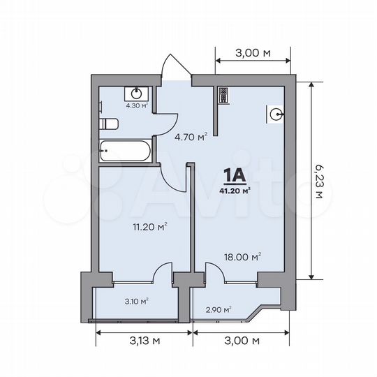 1-к. квартира, 41,2 м², 4/9 эт.