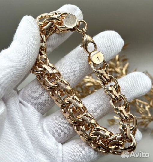 Золотой массивный браслет Бисмарк 85,05 гр