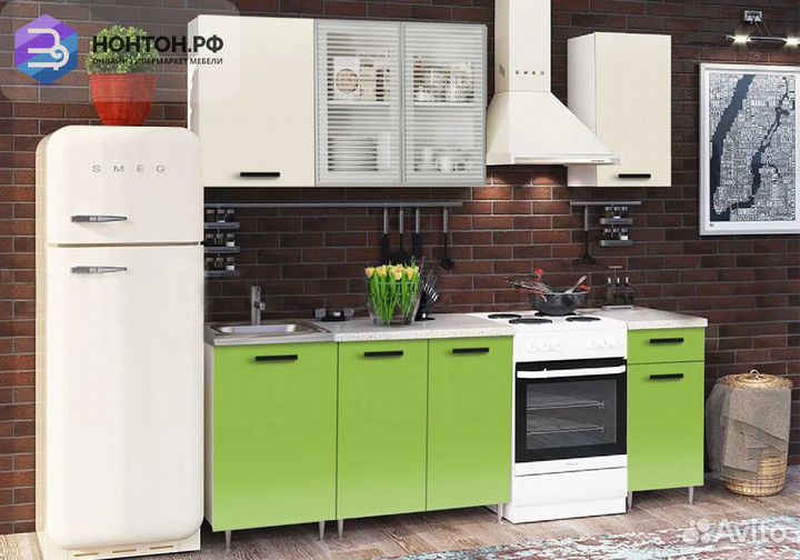 Кухня Рио-1 1.7м бежевый / олива