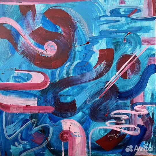 Абстрактная интерьерная картина акрилом 50/50