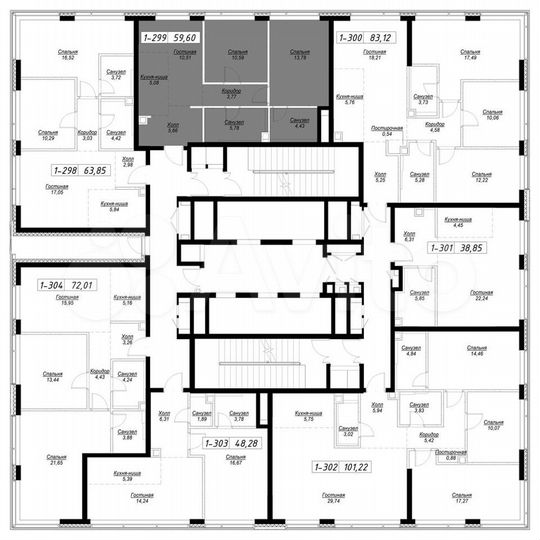 2-к. квартира, 59,2 м², 40/43 эт.