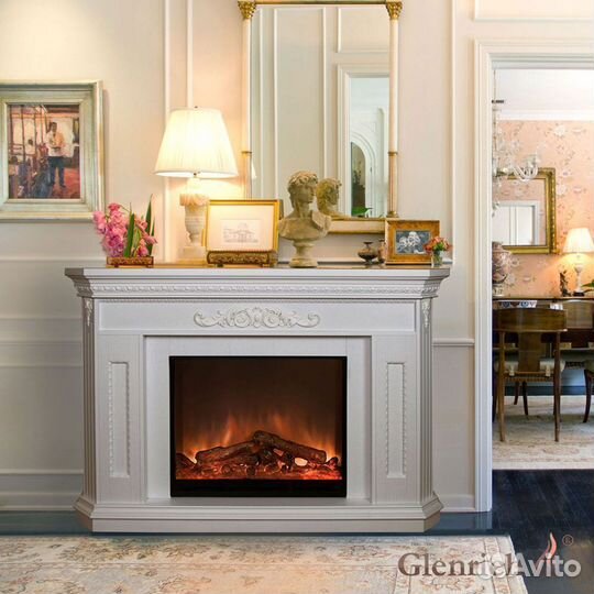 Электрокамин «Каролина Delux» белый