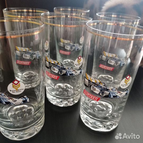 Набор стаканов с гоночными машинами. Богемия