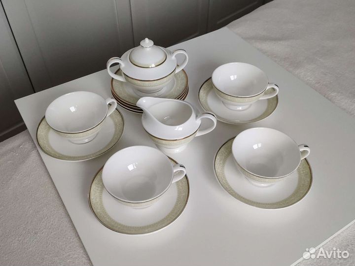 Сахарница Сливочник Чайная пара фарфор костяной