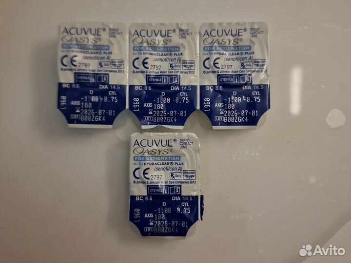 Линзы acuvue oasys astigmatism -1.00/0.75 4 шт