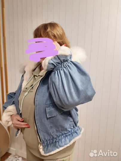 Джинсовая куртка женская зимняя