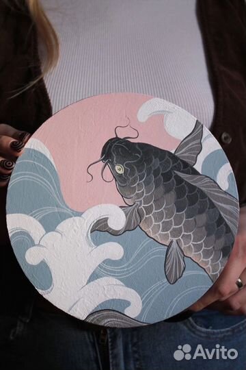 Картина акрилом карп кои