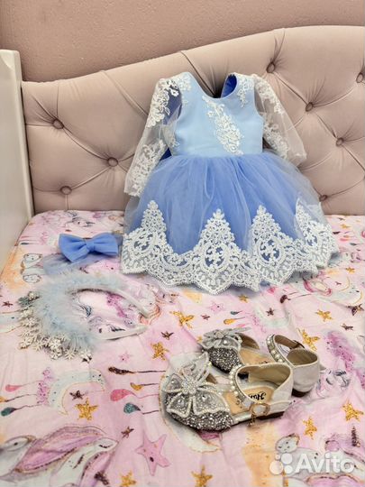 Платье+туфли+корона на годик 80-86