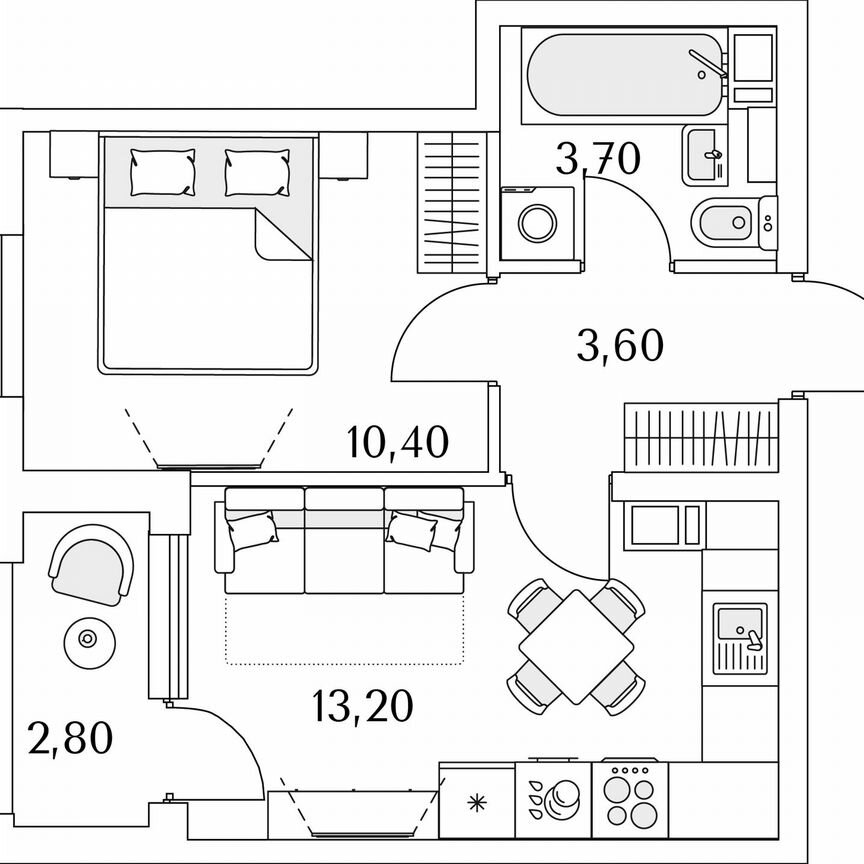 1-к. квартира, 32,3 м², 11/13 эт.