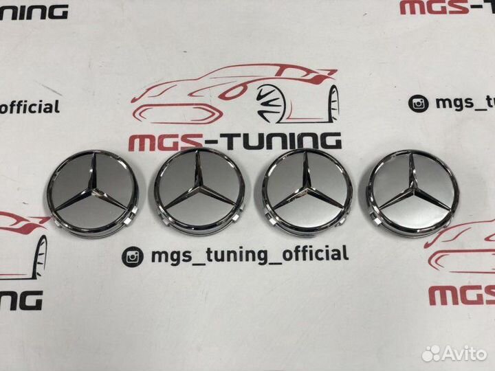 Колпачки в ступицу Mercedes Silver 4 штуки
