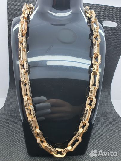 Золотая цепь. Картье с эмалью. 585 проба