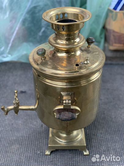 Тульский самовар на дровах из латуни