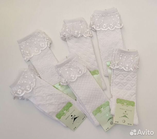 Детские гольфы белые с рюшами