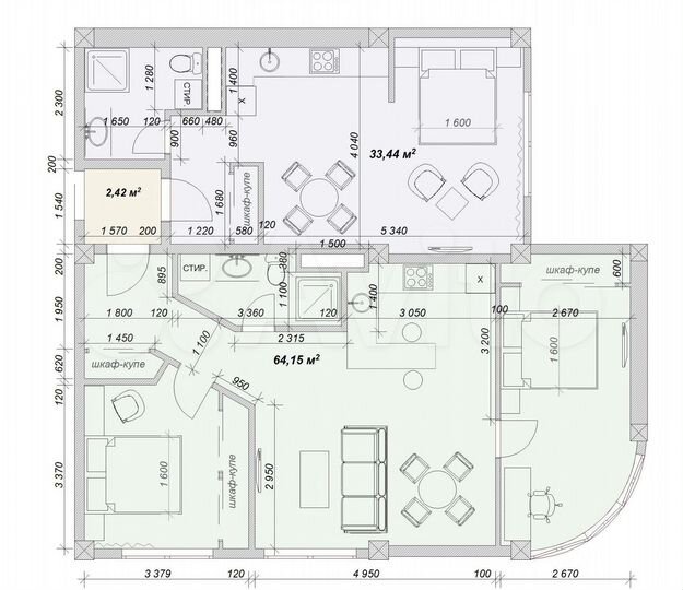 2-к. квартира, 60 м², 2/10 эт.