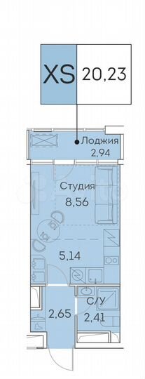 Квартира-студия, 18,8 м², 19/25 эт.
